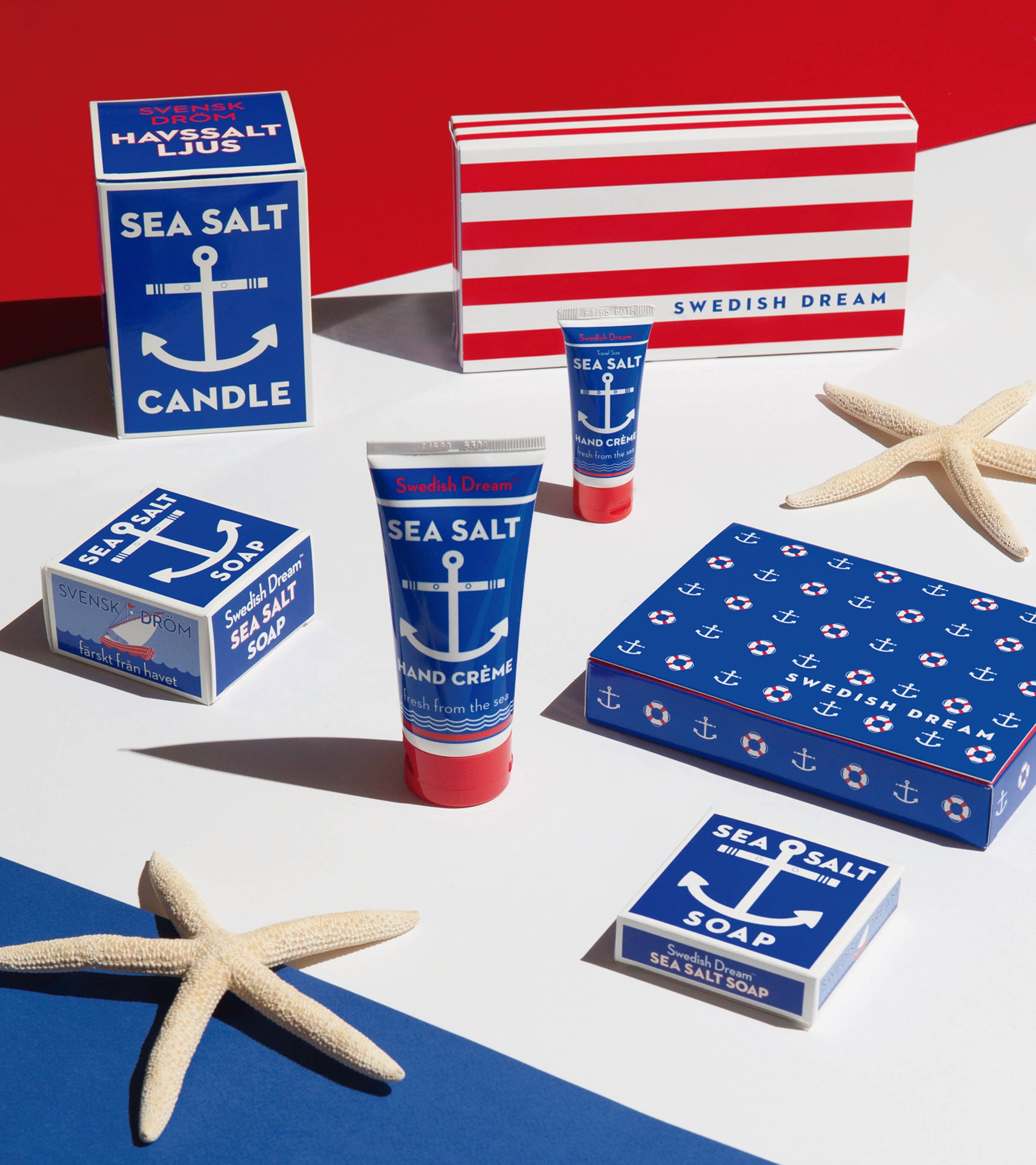 A pocket-sized Sea Salt Hand Crème with anchors and life buoys, perfect for on-the-go hydration. Ideal for smooth, crack-free hands wherever you wander.