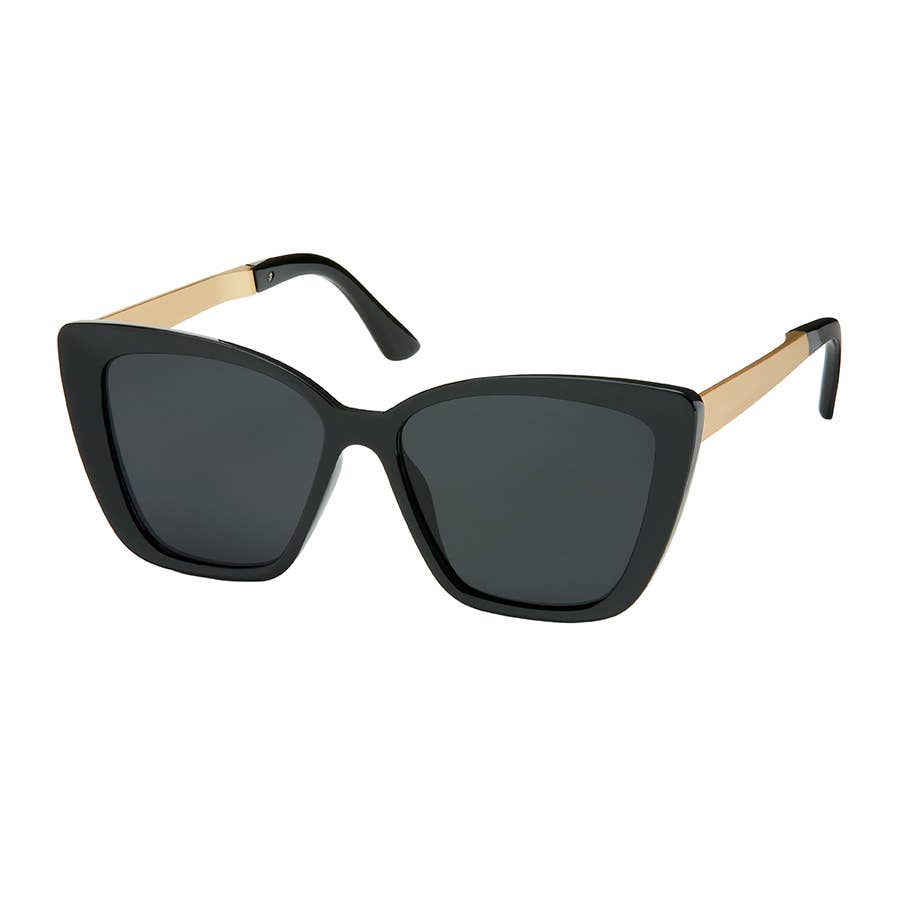 1261-NEW - Jade- Cat Eye Metal Temple Sunglasses