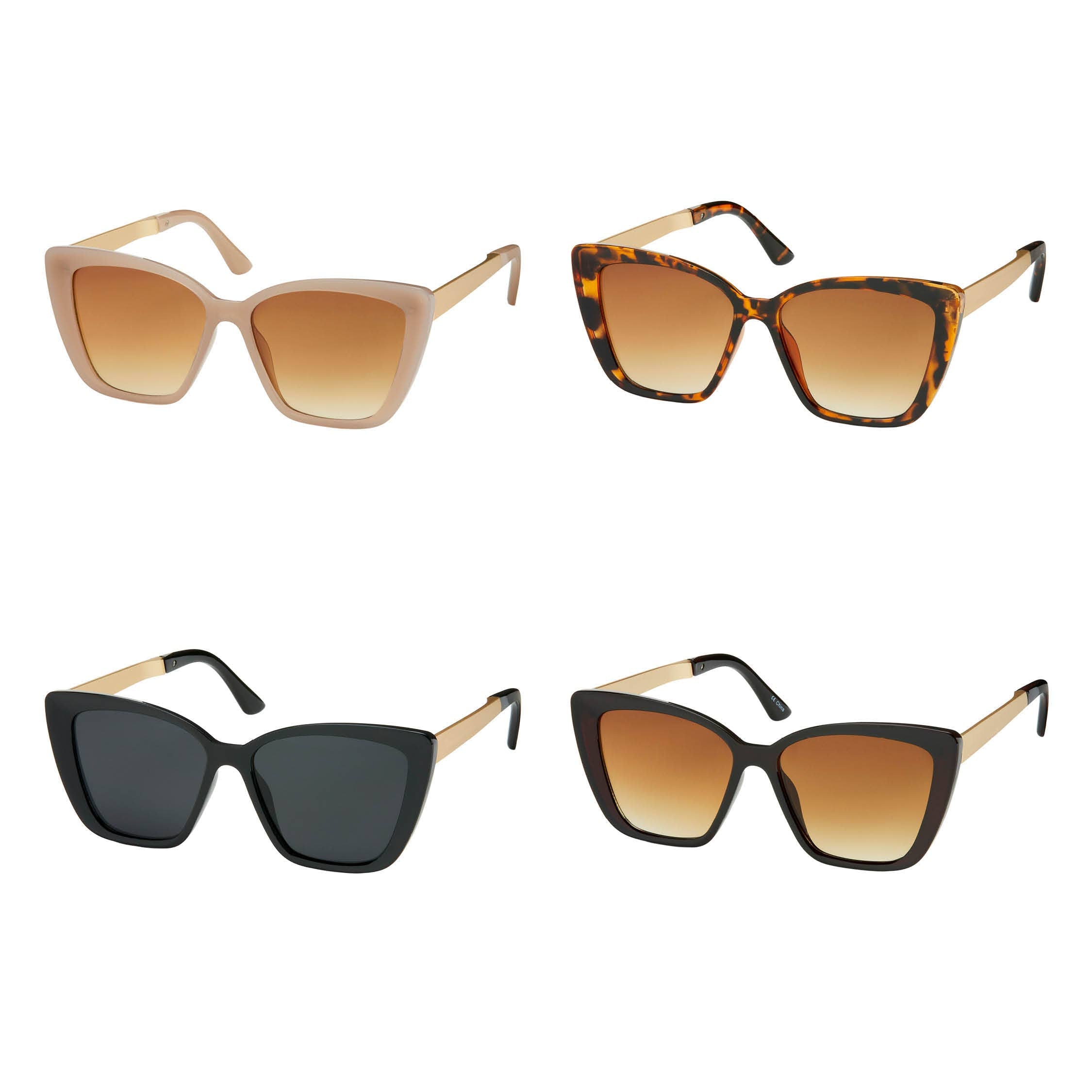 1261-NEW - Jade- Cat Eye Metal Temple Sunglasses