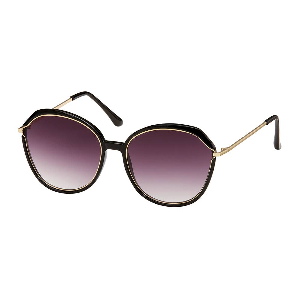 1306 Jade - Round Metal Inlay Women's Sunglasses