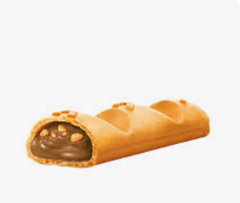 A close-up of a Nutella B-ready 44g wafer snack, featuring chocolate filling in a crispy wafer. Convenient and delicious for on-the-go snacking moments.