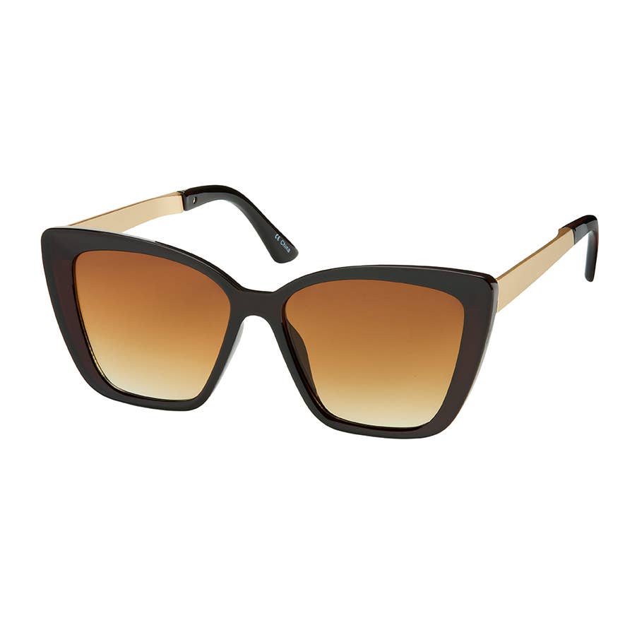 1261-NEW - Jade- Cat Eye Metal Temple Sunglasses