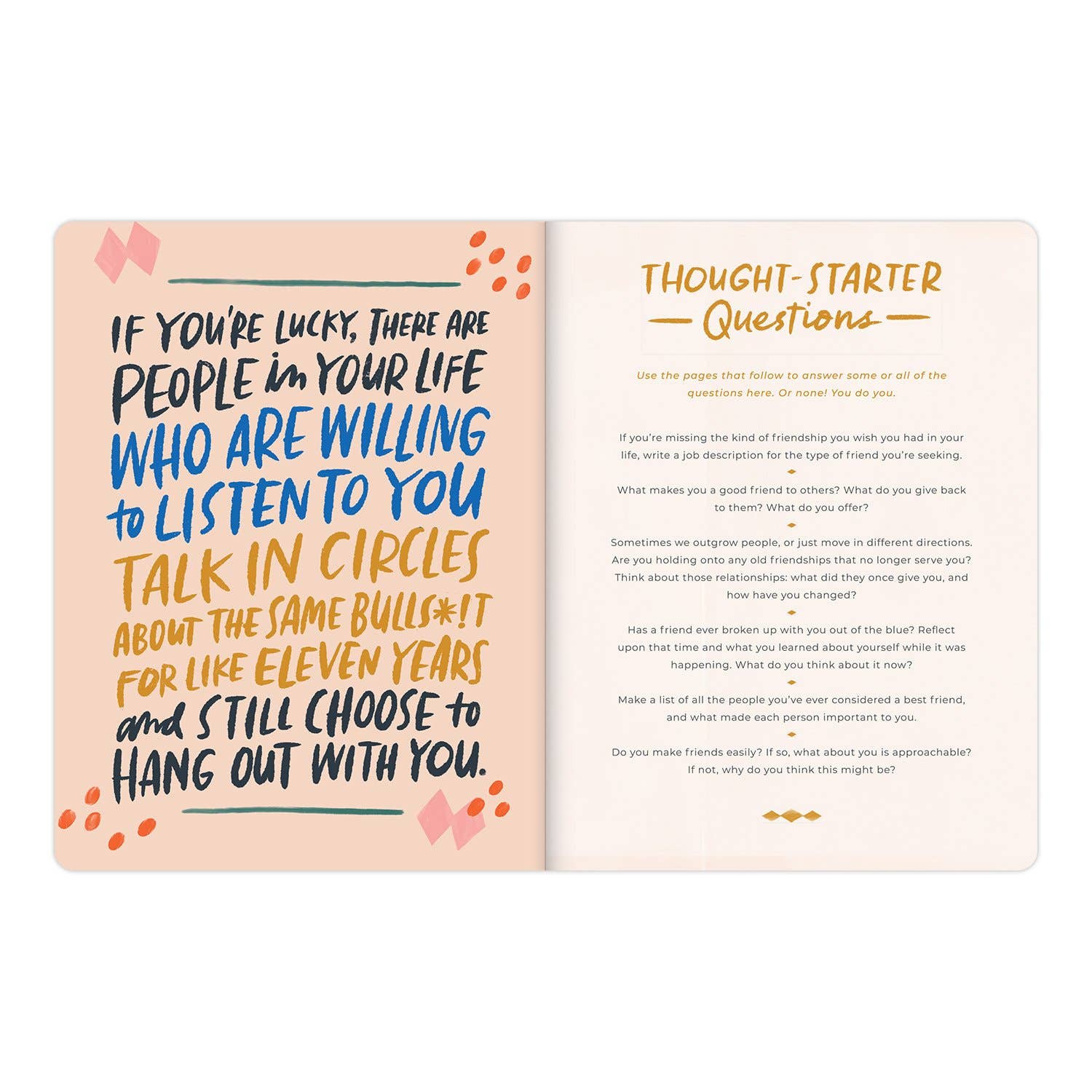 A guided journal titled Self-Helping Myself with prompts, questions, and illustrations for self-reflection and positive changes. Features faux leather cover, 160 pages, and full-color art.
