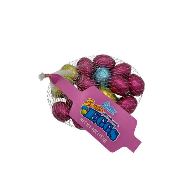 Foil Wrapped Pastel Eggs, Milk Choc, 4oz Mesh Bag, 18ct
