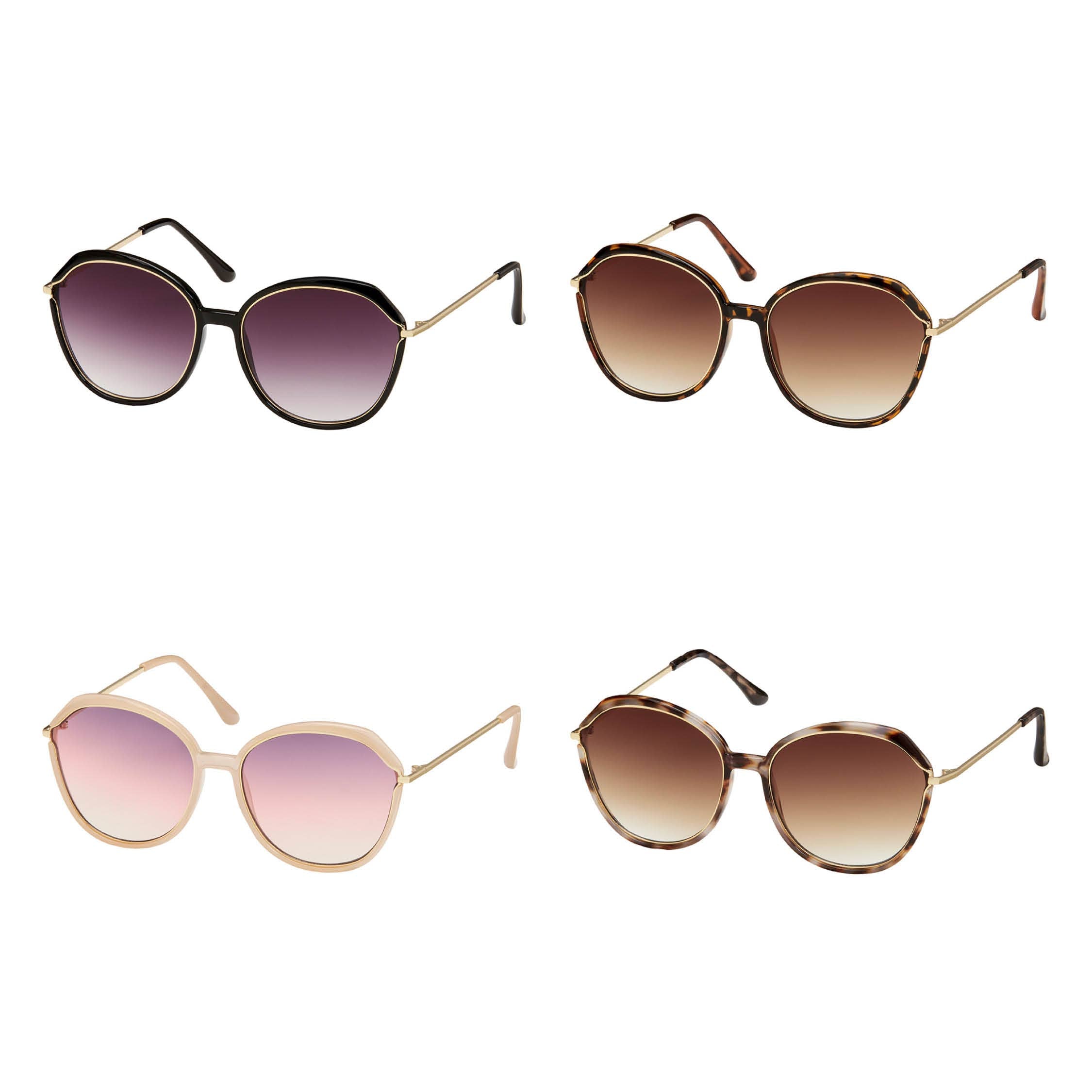 1306 Jade - Round Metal Inlay Women's Sunglasses