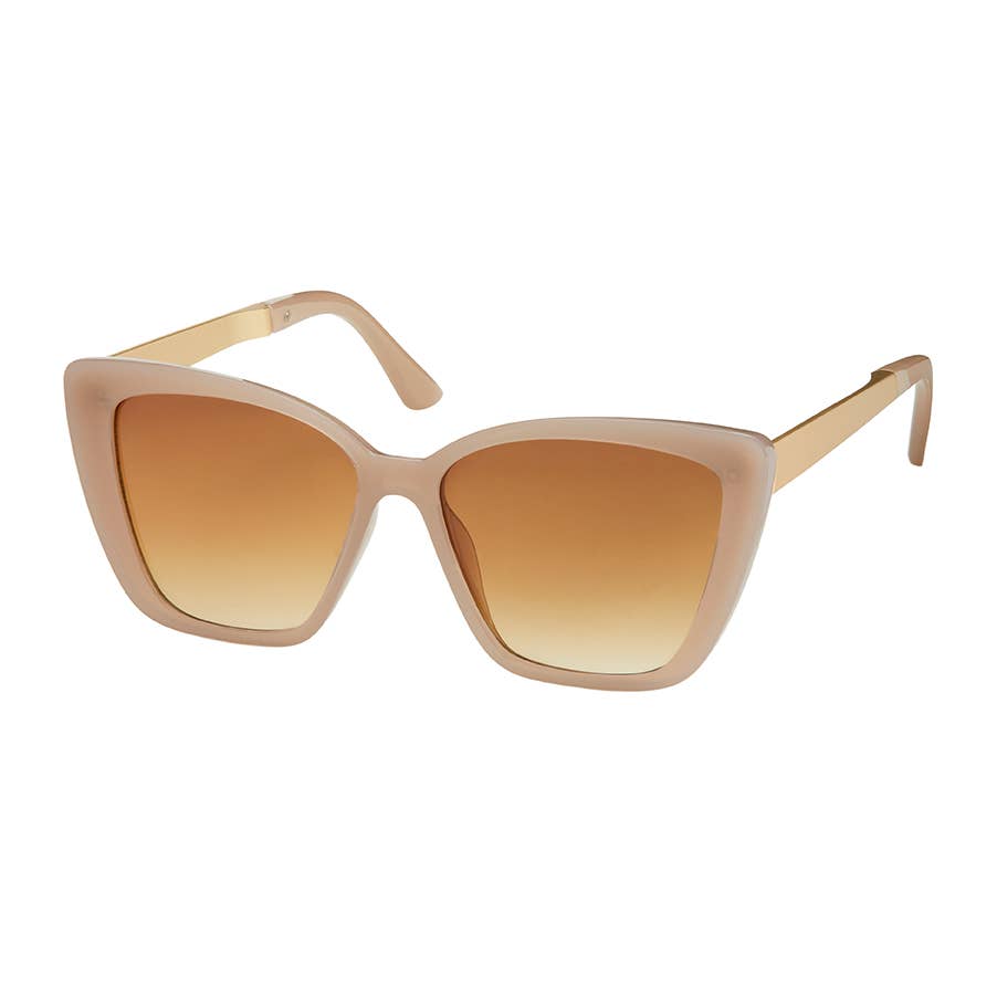 1261-NEW - Jade- Cat Eye Metal Temple Sunglasses