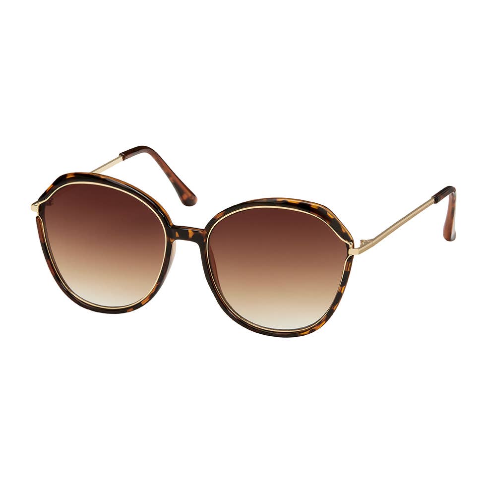 1306 Jade - Round Metal Inlay Women's Sunglasses