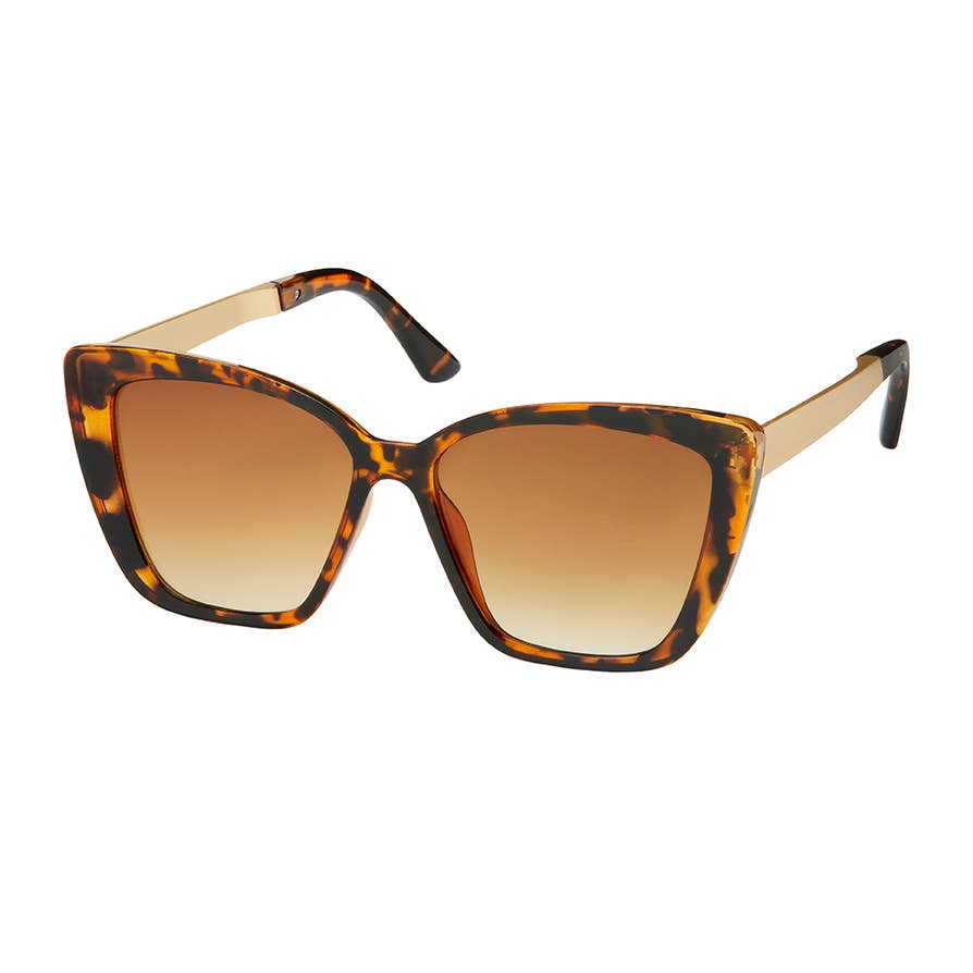 1261-NEW - Jade- Cat Eye Metal Temple Sunglasses