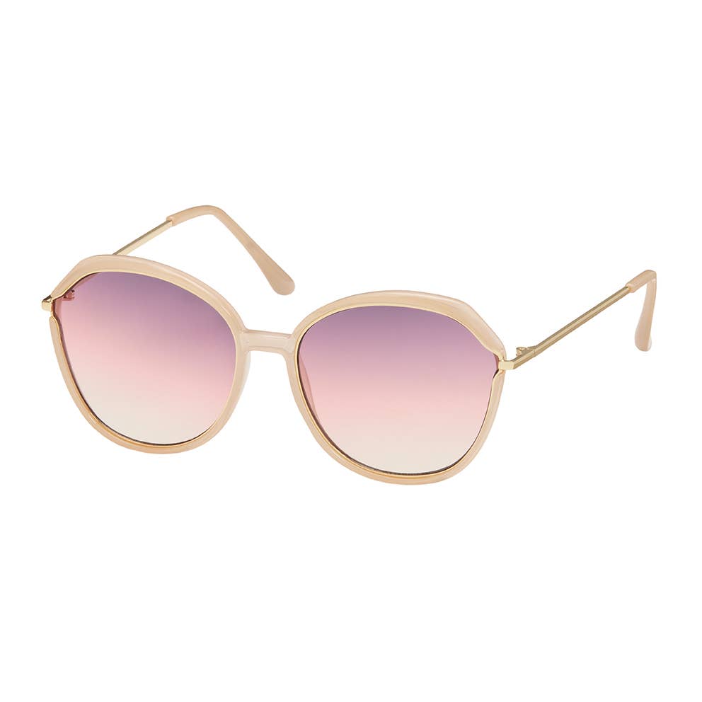 1306 Jade - Round Metal Inlay Women's Sunglasses