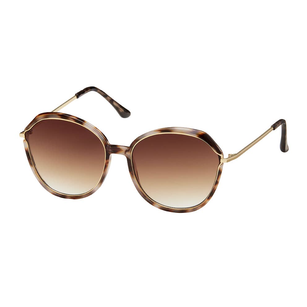 1306 Jade - Round Metal Inlay Women's Sunglasses