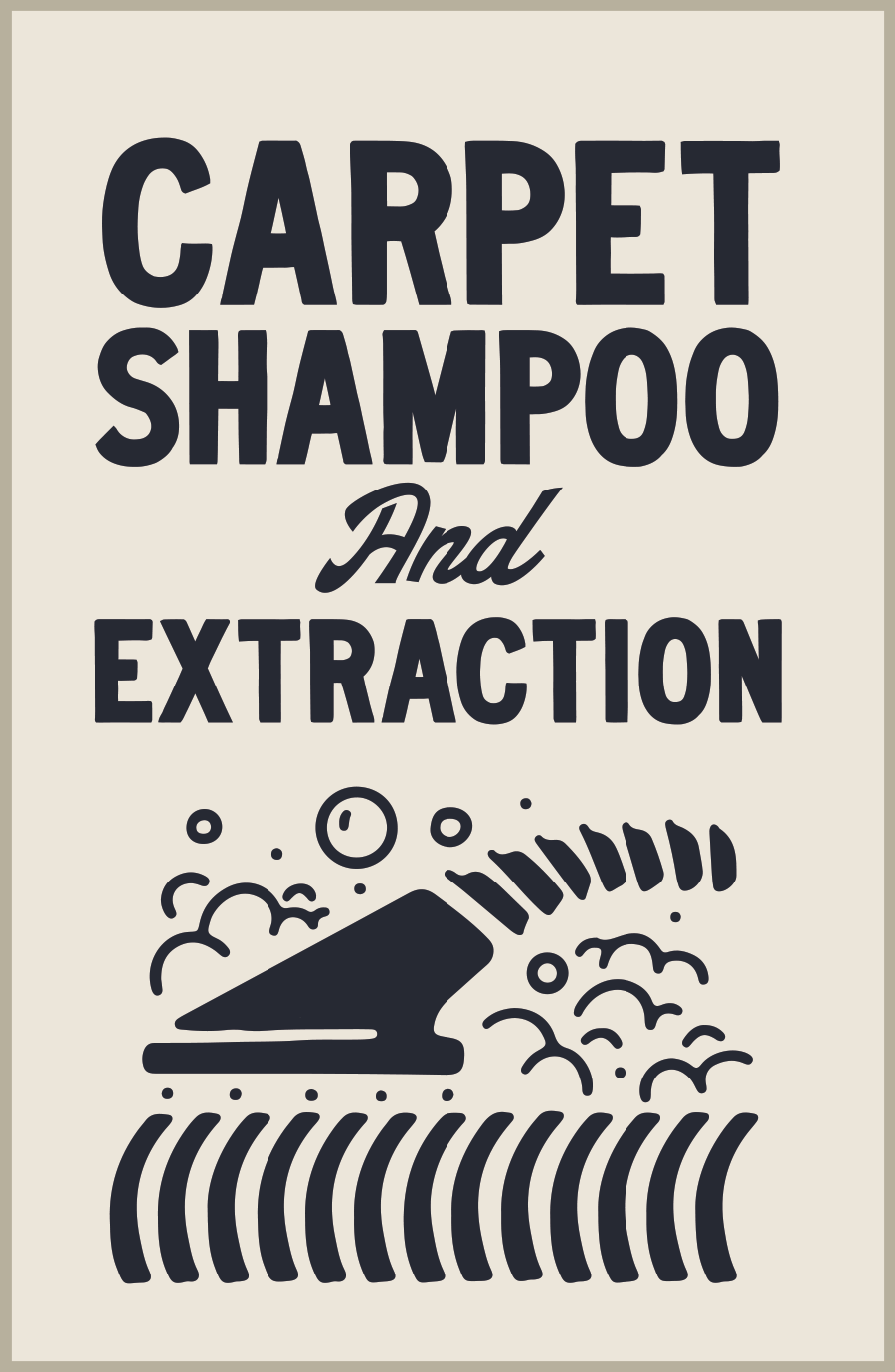A graphic poster featuring a black and white logo, text, and drawings of faces, triangles, and jets. Represents Gloss's Carpet Shampoo & Extraction service for deep cleaning car carpets.