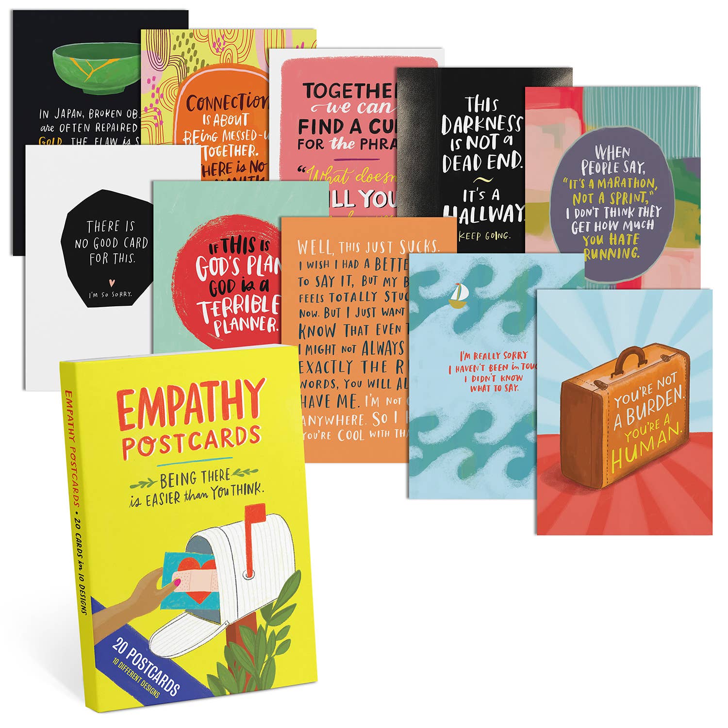 Empathy Postcard Book: A collection of 20 large postcards with various designs, including text and graphics. Ideal for supporting loved ones through tough times like illness or loss.