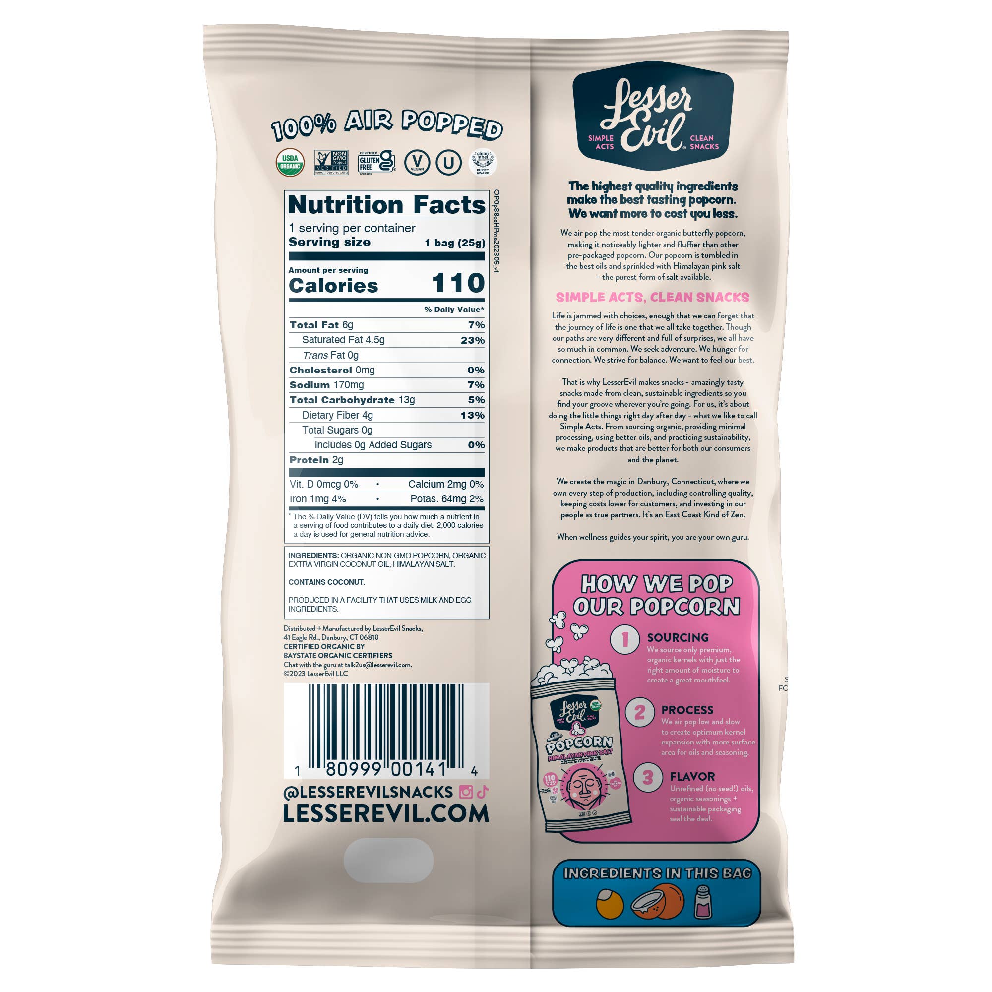 Organic Popcorn, Himalayan Pink .88 oz