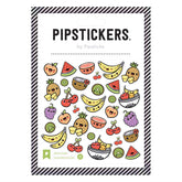 PipStickers Fruity Cuties: A fun sticker sheet featuring bananas, kiwi, and more. Unique PVC designs with holographic silver foil accents on a clear backing. Perfect for any sticker lover!