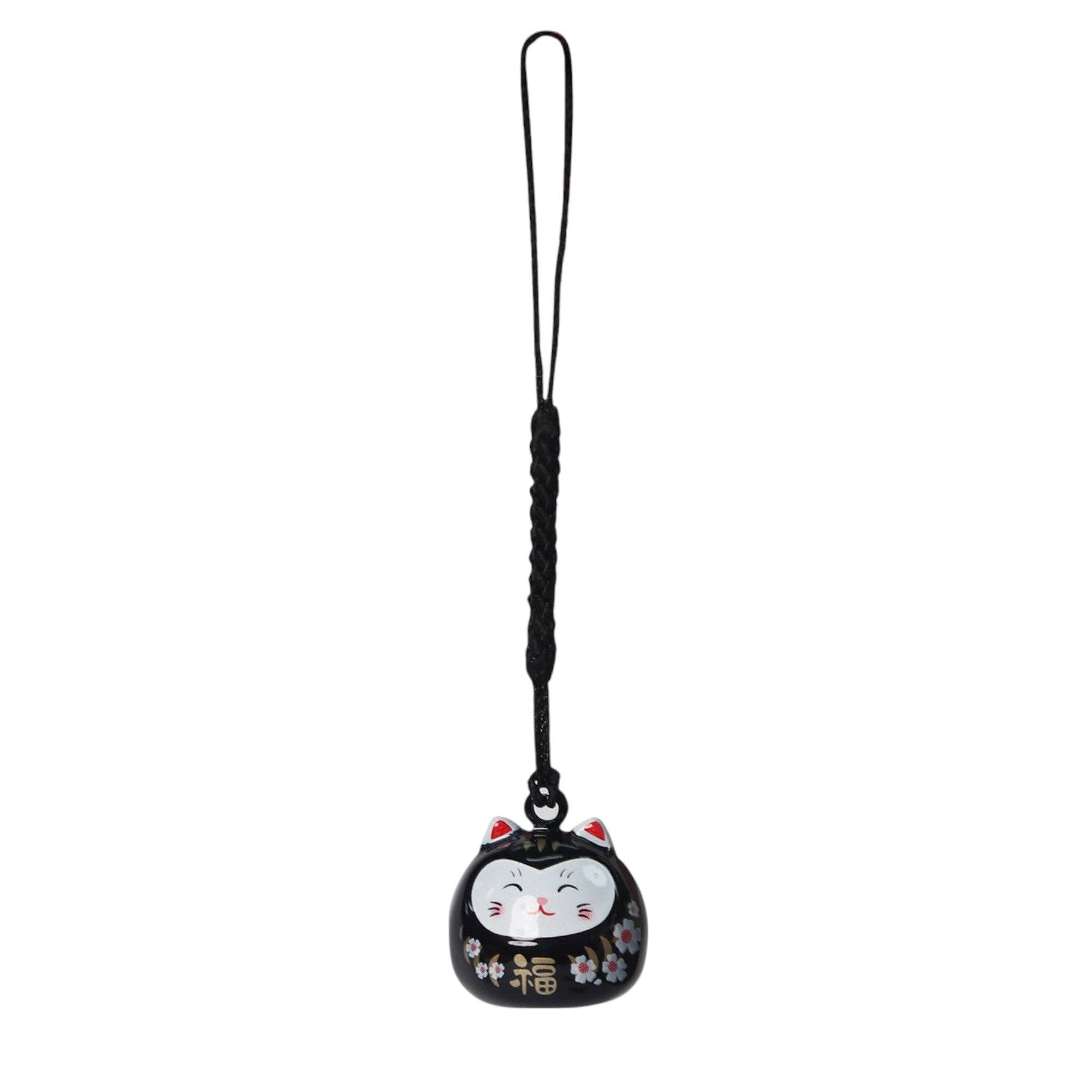 3 Piece Pack 4"L Daruma Cat Netsuke Bell Hanging Charm (1/180)