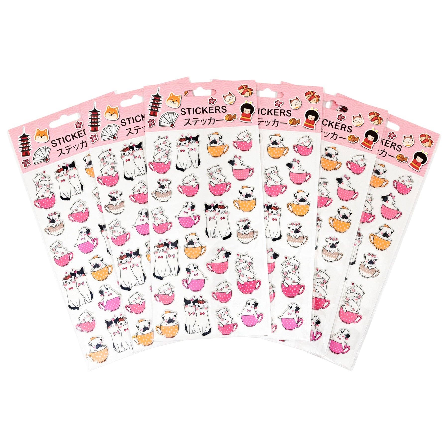 6 Piece Pack Cats and Dogs Puffy Stickers (1/500)