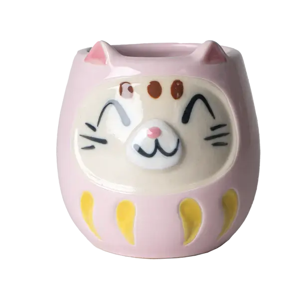 Japanese Daruma Cat Yunomi Style Tea Mug Reactive Glaze 10 f