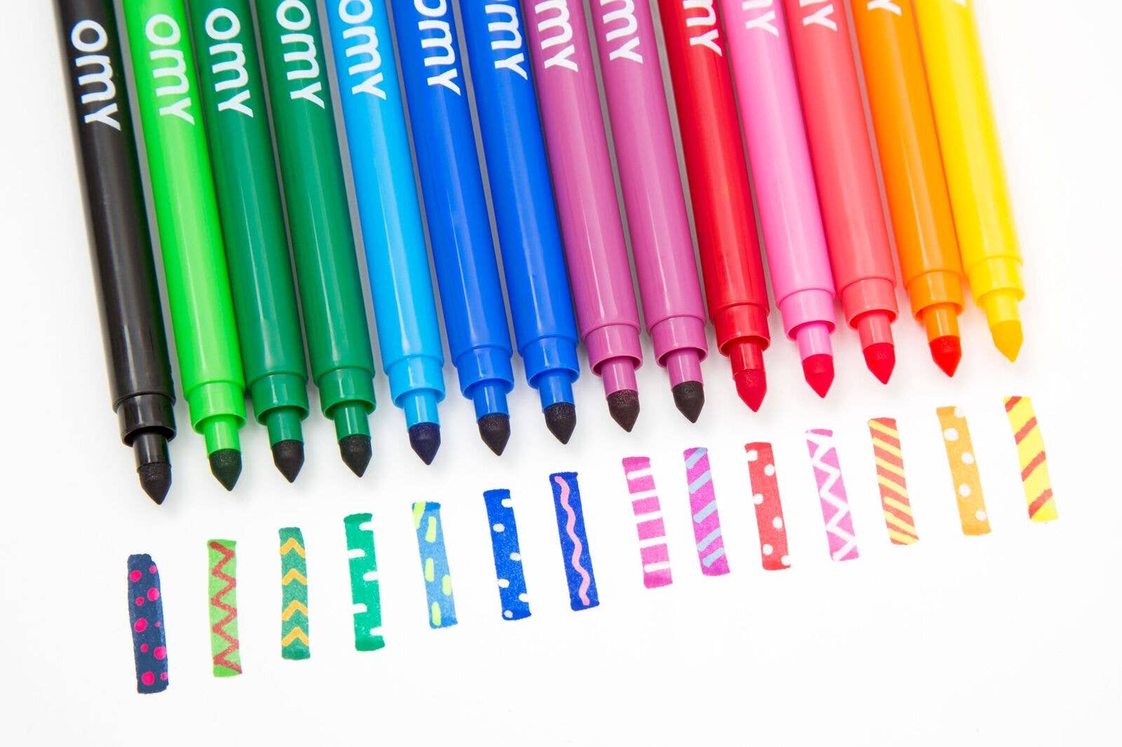 A group of colorful markers and colored pencils, tubes, and markers in various hues. Includes a white marker for color-changing fun. Ideal for creative projects.