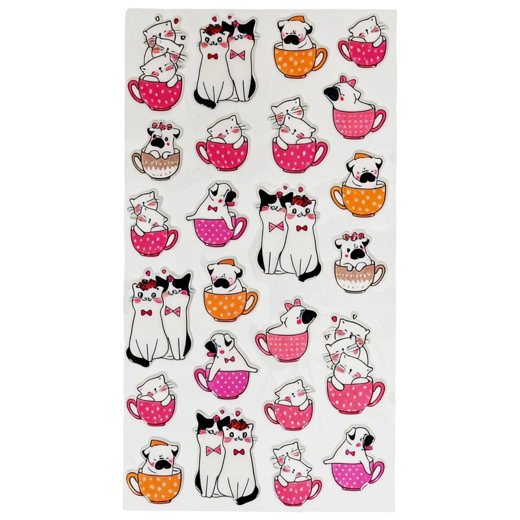 6 Piece Pack Cats and Dogs Puffy Stickers (1/500)