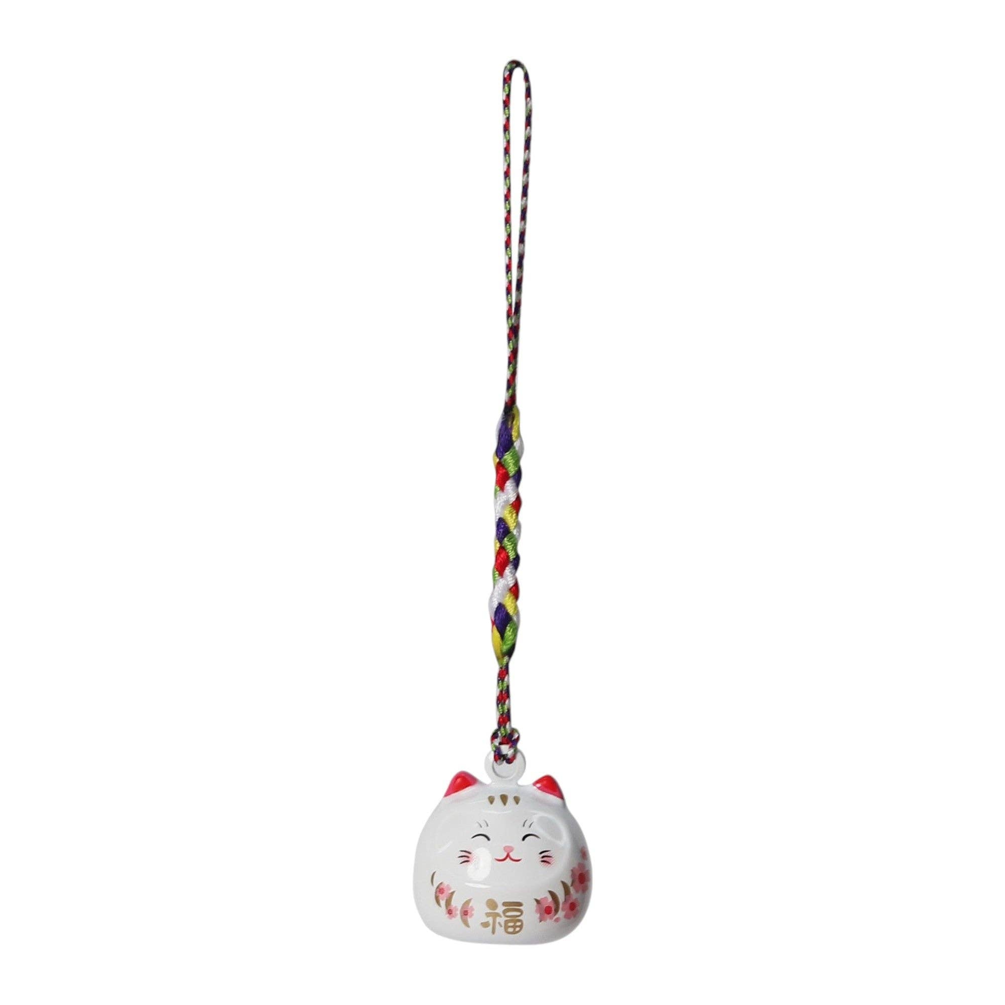 3 Piece Pack 4"L Daruma Cat Netsuke Bell Hanging Charm (1/180)