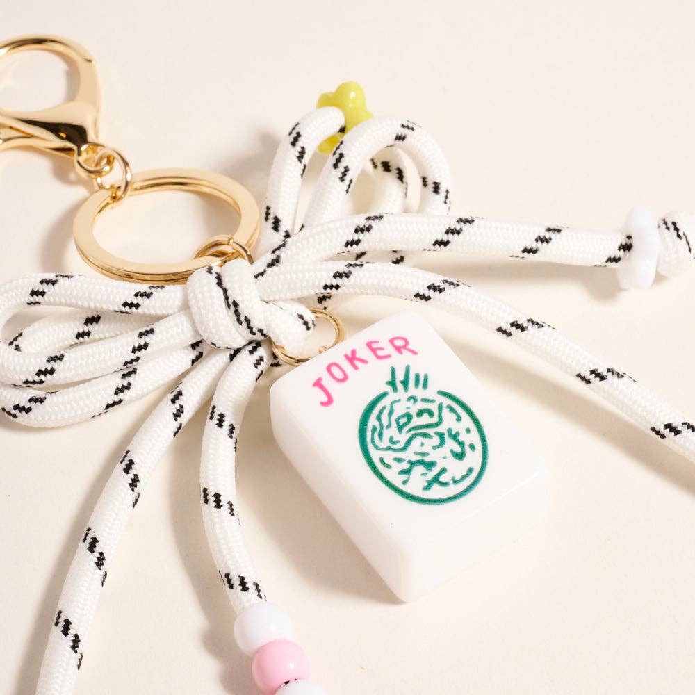 7 Inch Mahjong Joker Tile Cord Keychain Bag Charm
