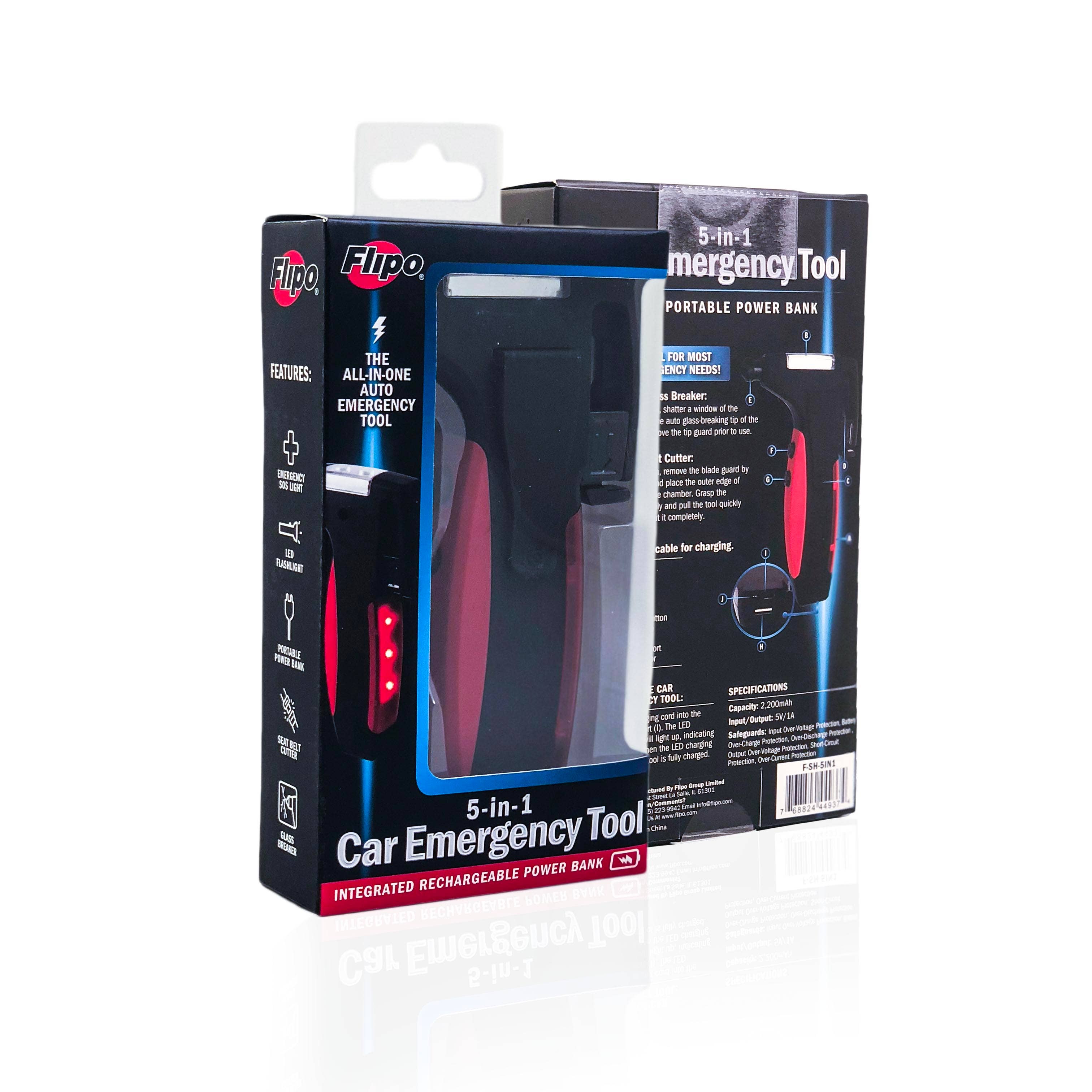 5-In-1 Emergency Car Escape Tool With Portable Power Bank