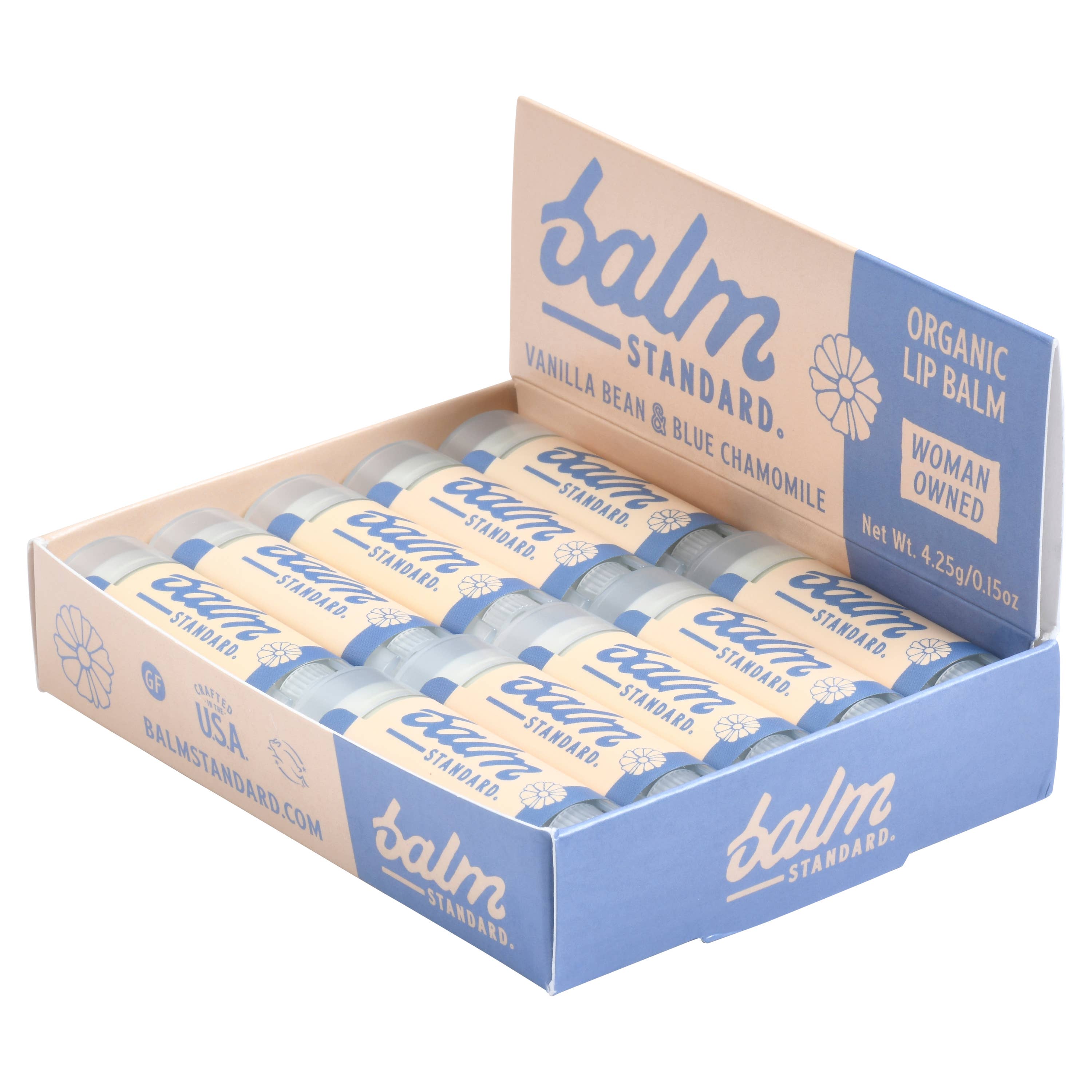 Vanilla Bean & Blue Chamomile Lip Balm 20 Unit Display Box