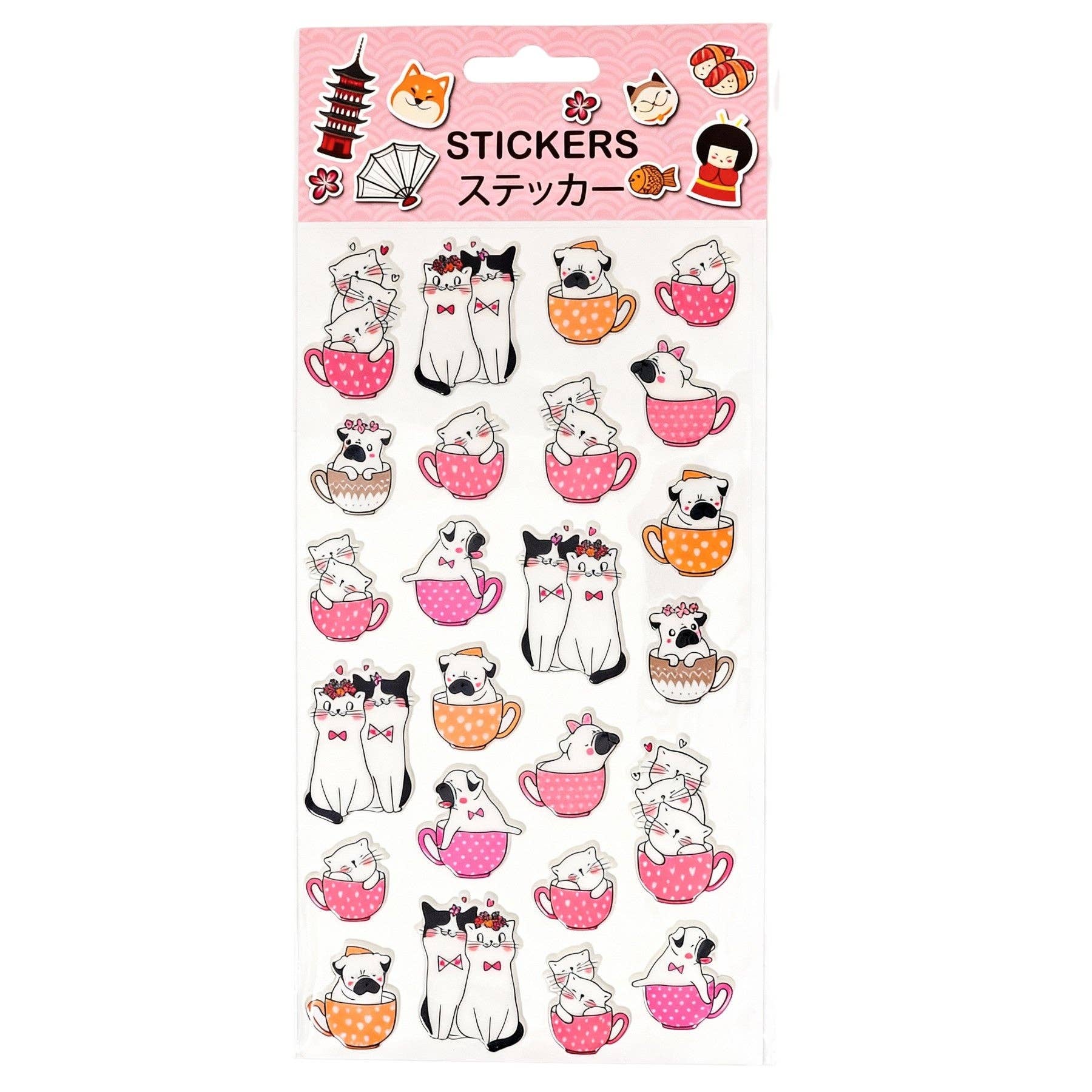 6 Piece Pack Cats and Dogs Puffy Stickers (1/500)