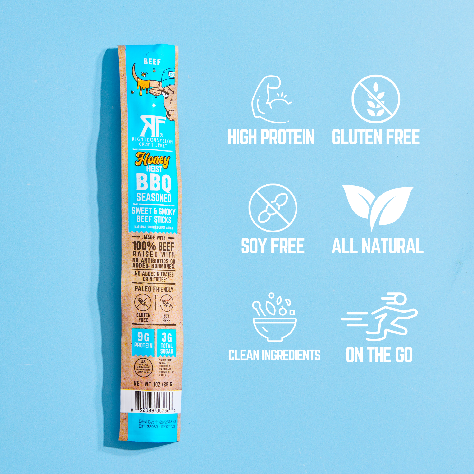 Righteous Felon Honey Heist BBQ Beef Stick 1oz