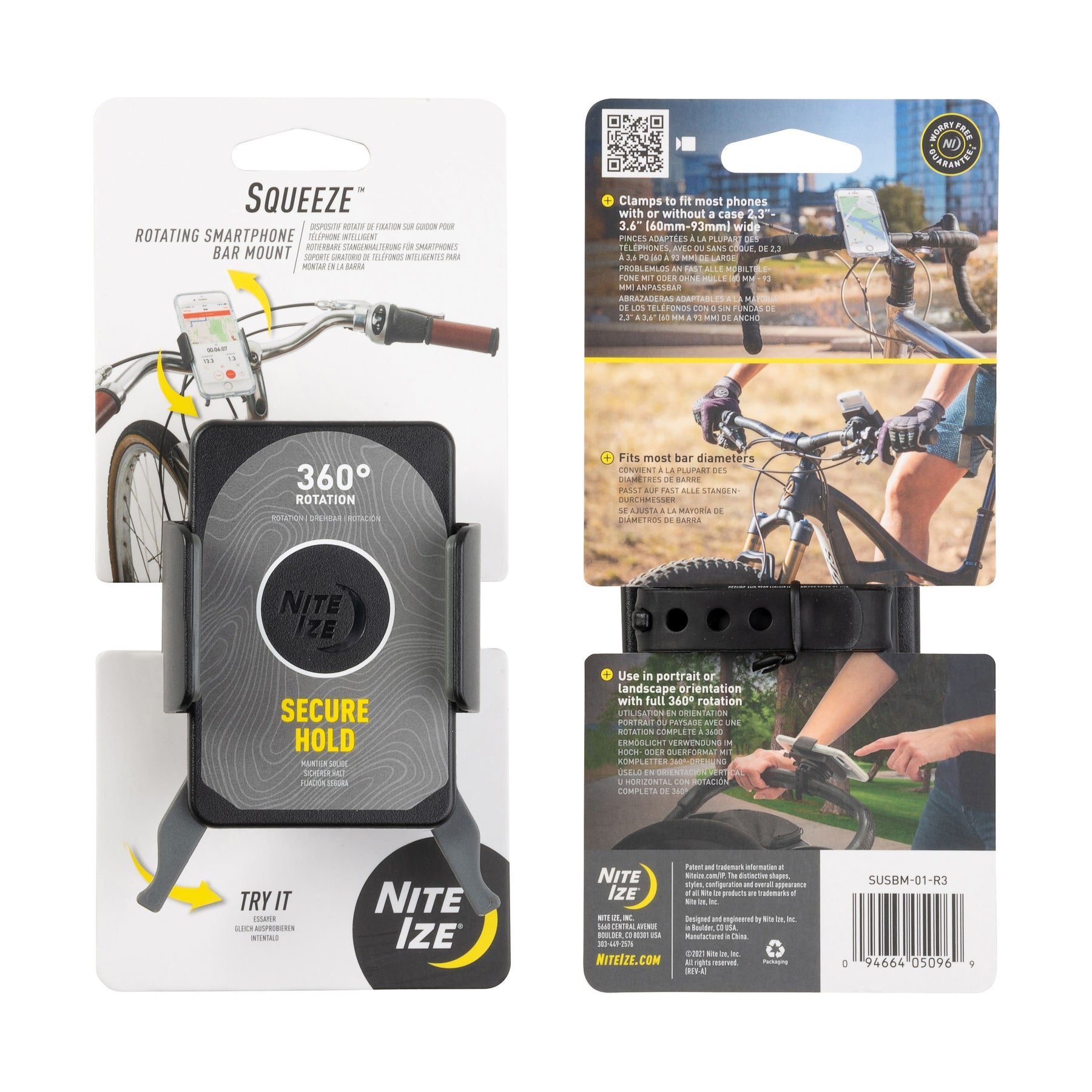 Squeeze™ Rotating Smartphone Bar Mount - Black