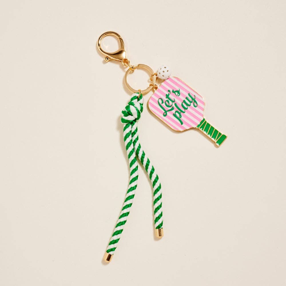 8 In Pickleball Paddle Ball Rope Bagcharm Keychain