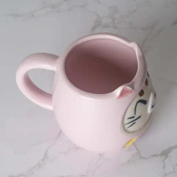 Japanese Daruma Cat Yunomi Style Tea Mug Reactive Glaze 10 f