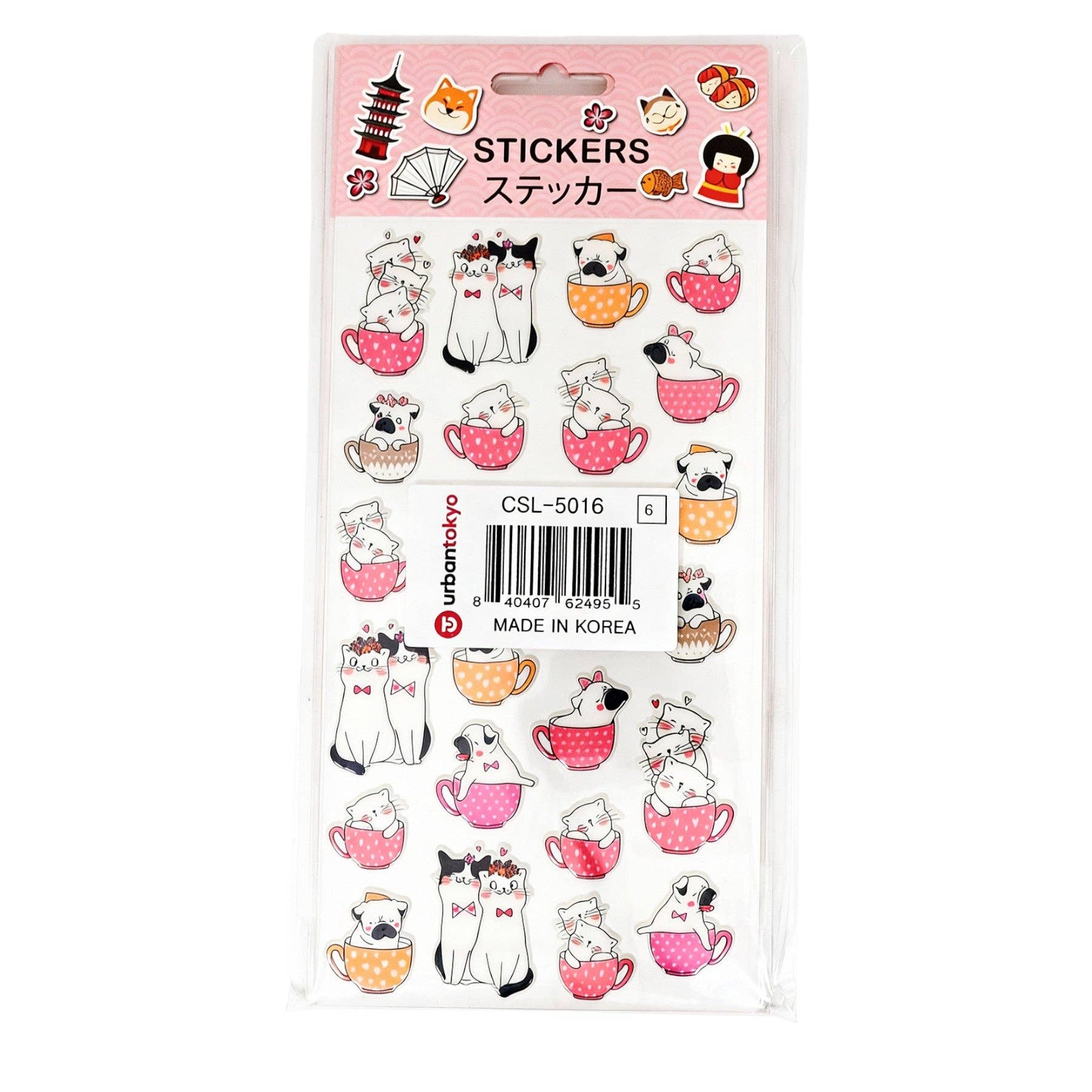 6 Piece Pack Cats and Dogs Puffy Stickers (1/500)
