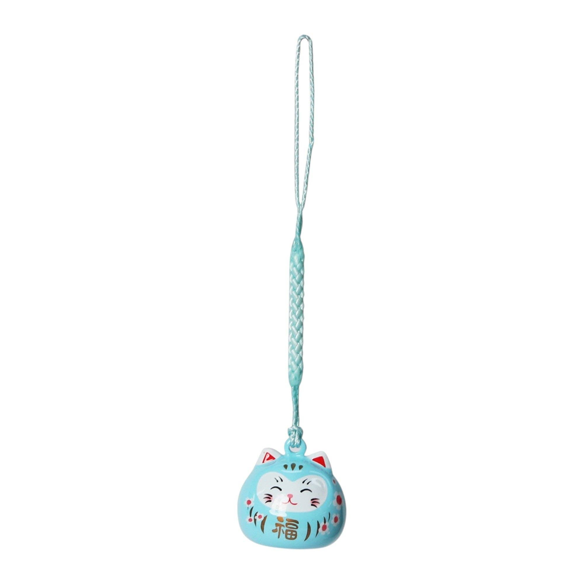 3 Piece Pack 4"L Daruma Cat Netsuke Bell Hanging Charm (1/180)