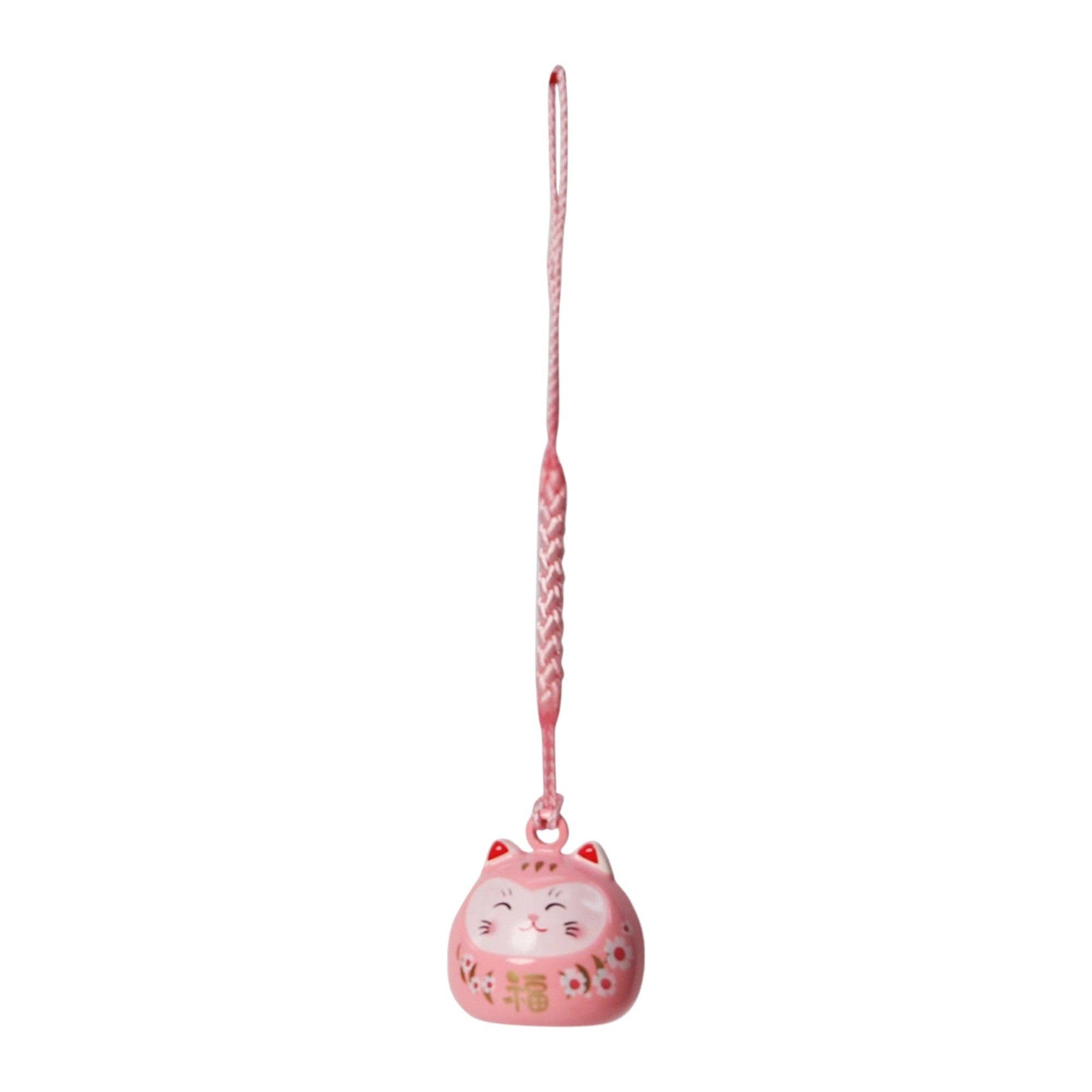 3 Piece Pack 4"L Daruma Cat Netsuke Bell Hanging Charm (1/180)