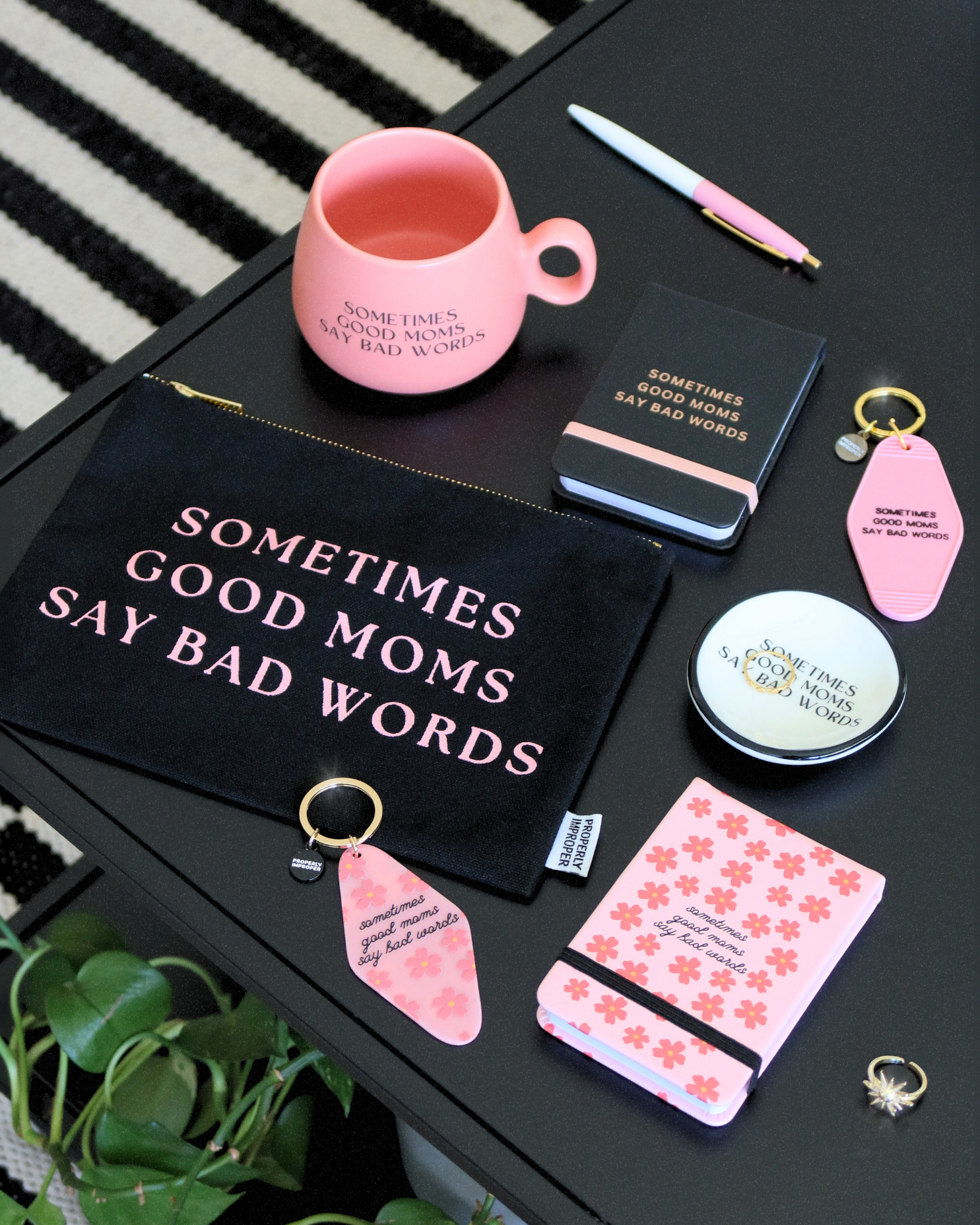 Leatherette Pocket Journal Light Pink Sometimes Good Moms