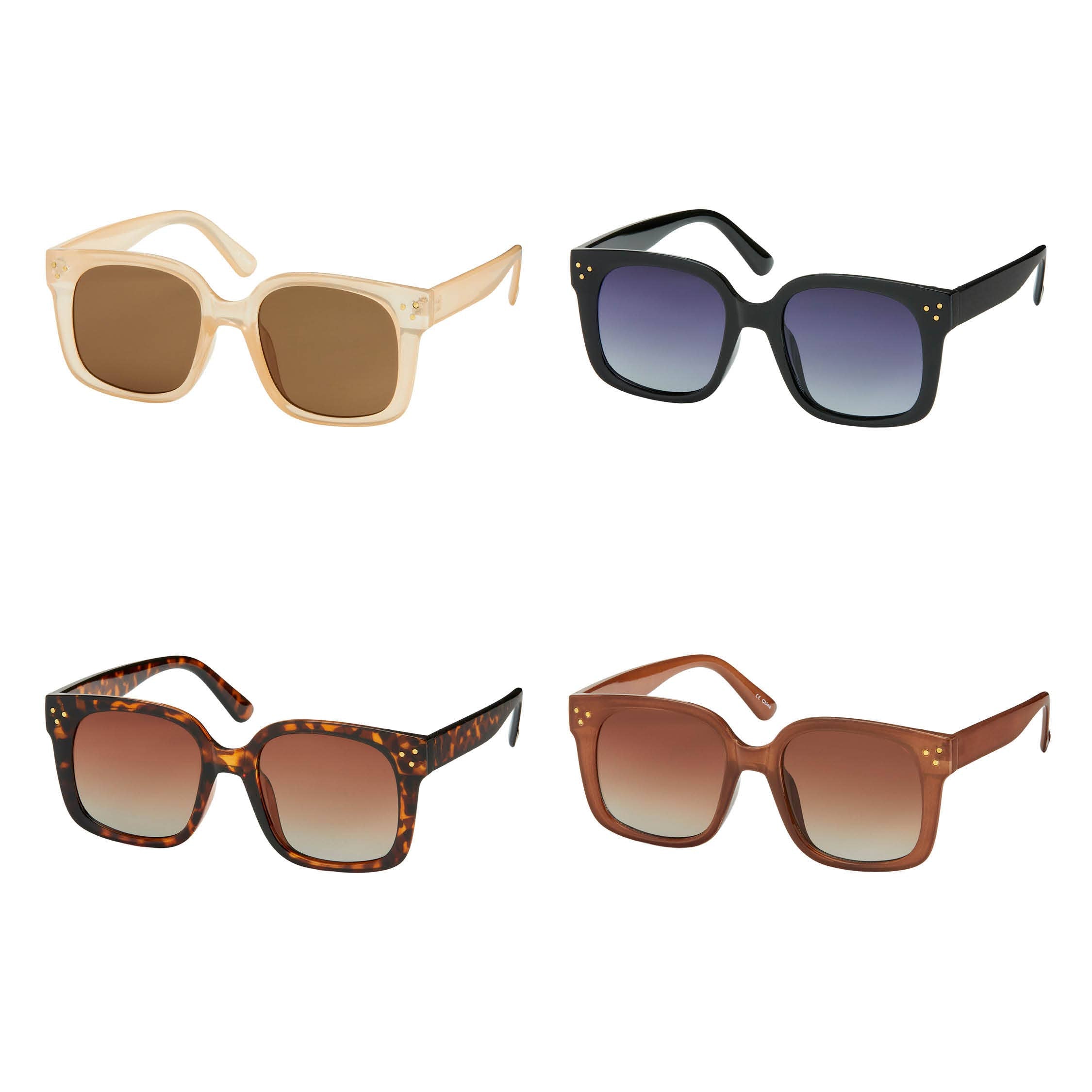 1257 Square Pins Detail Sunglass Assortment