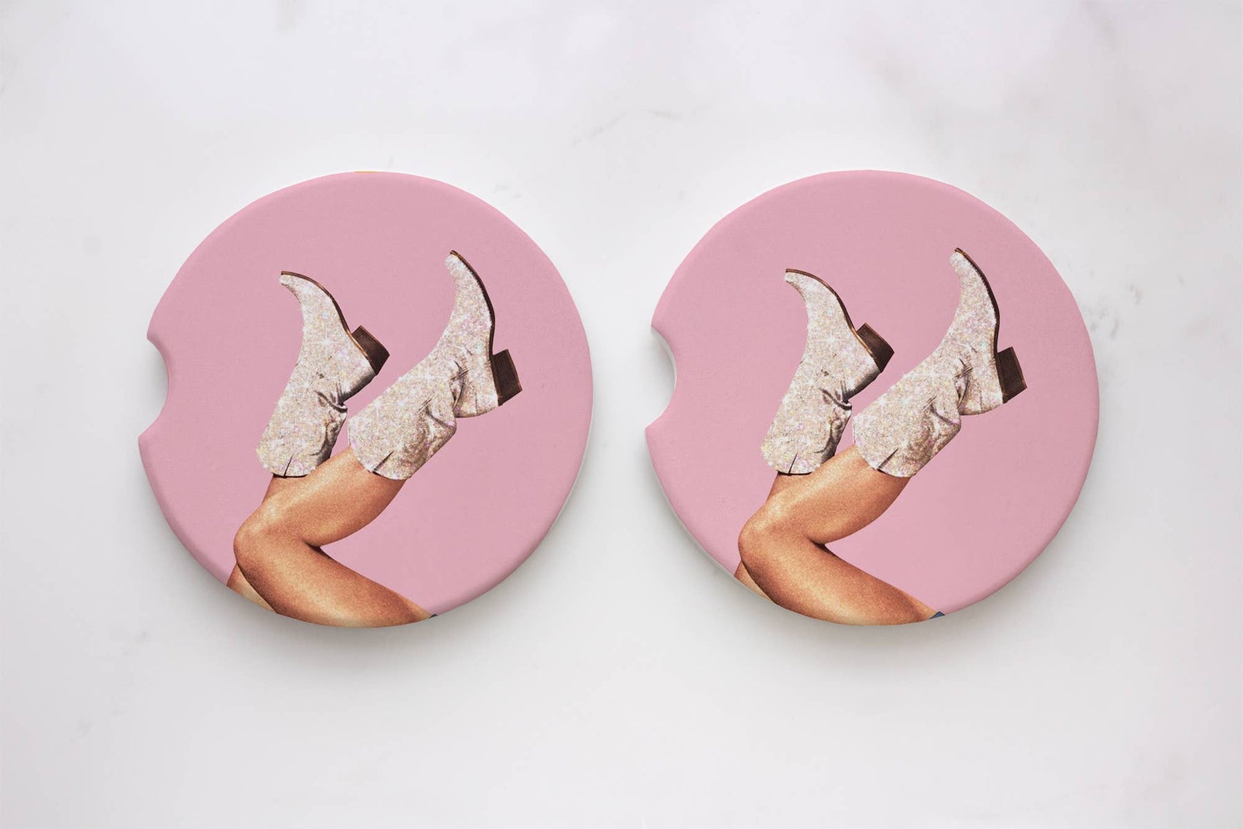 Glitter Cowgirl Boots Car Coasters