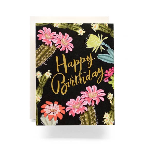 Cactus Blooms Birthday Greeting Card