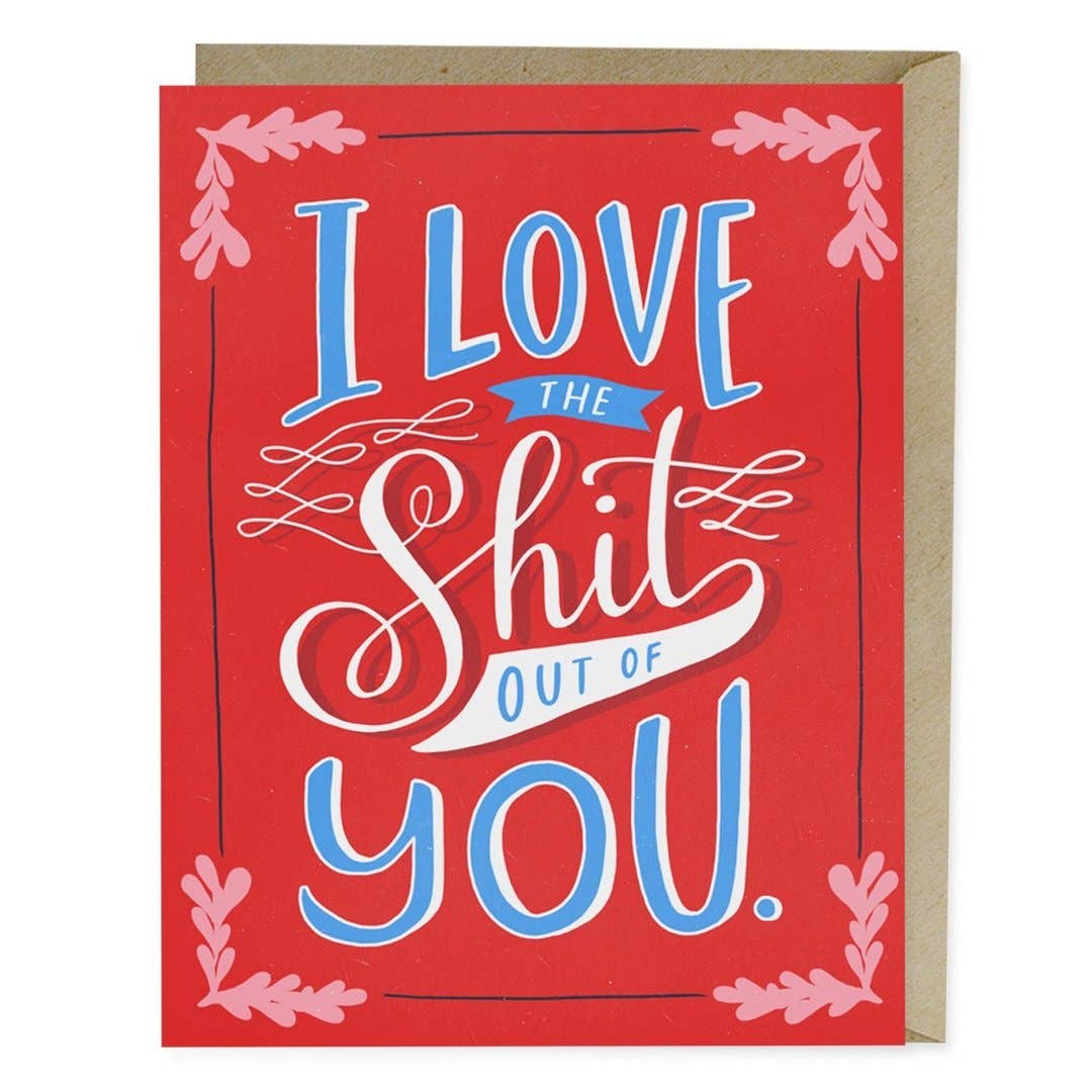 A red card with bold white text, perfect for expressing love and appreciation. A2 size, printed on heavyweight uncoated stock, includes a kraft envelope. Ideal for sharing heartfelt sentiments.