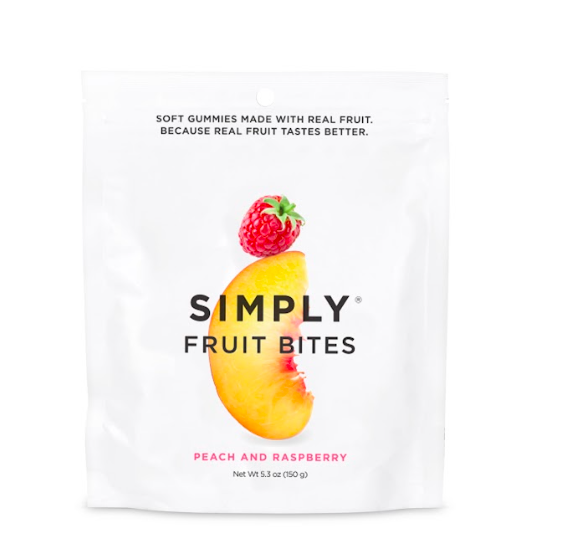 Simply Gum - Fruit Bites - Peach Raspberry (5.3 oz Bags)