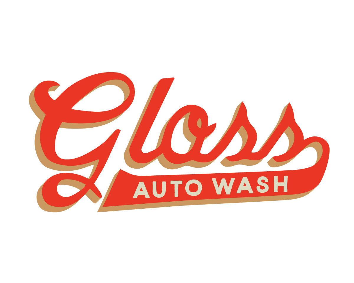 Semi Gloss product: A red and white logo featuring a red and yellow letter e on a striped background. Prioritizing touchless wash, towel dry, vacuum, and dusting services.