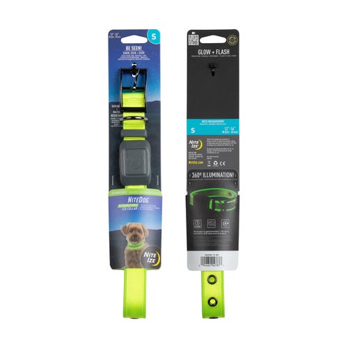 NiteDog Rechargeable LED Collar - S - Lime/Green LED