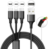 10 Foot 3 in 1 Refill Cable - Micro USB, Lightning, Type C